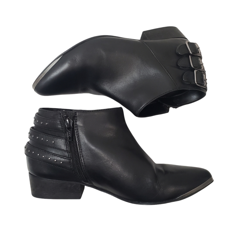 Seychelles Black Leather Pointed Toe Buckle Ankle Booties Size 6 - Picture 14 of 14